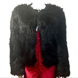 H&M BLACK FAUX FUR COAT